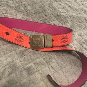 MCM Accessories | Reversible Leather MCM Belt In BEETROOT PINK |